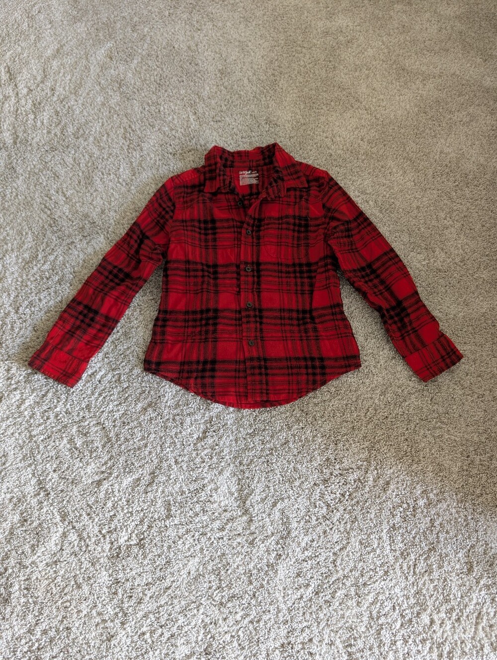 Cat & Jack Red and Black Plaid Button-Down Shirt - Size 7